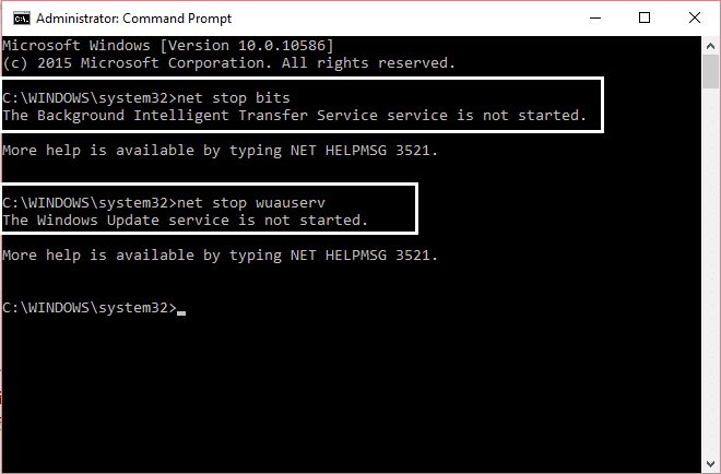 bit stop bersih dan stop bersih wuauserv