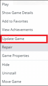 Ora, fai clic con il pulsante destro del mouse su Battlefront 2 e seleziona l'opzione Aggiorna gioco. Come risolvere Star Wars Battlefront 2 che non avvia il problema di origine