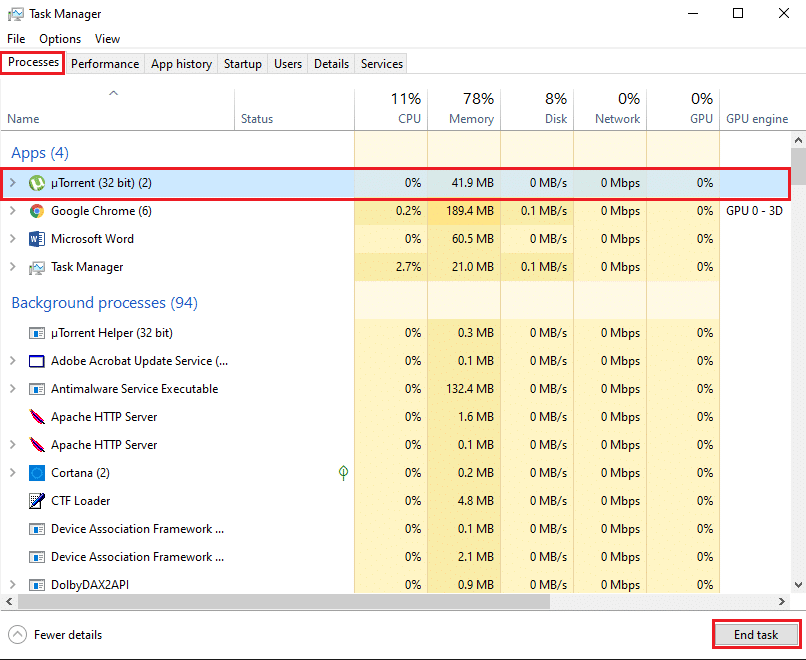 คลิกที่งานสิ้นสุดจากด้านล่างของหน้าจอ