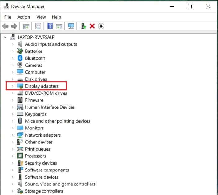 ดับเบิลคลิกที่ประเภทอุปกรณ์ไดรเวอร์การแสดงผลเพื่อขยาย