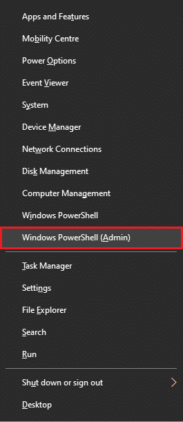 WindowsとXキーを同時に押して、Windows PowerShellAdminを選択します