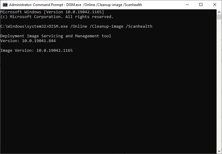 DISMscanhealthコマンドを実行します。 C:\ windows \ system32 \ config \ systemprofile \ Desktopは利用できないサーバーです