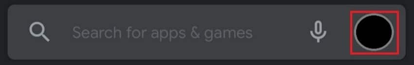 Playストアの検索バーにあるGoogleアカウントのプロフィール写真| WindowsでDiscordを更新する方法