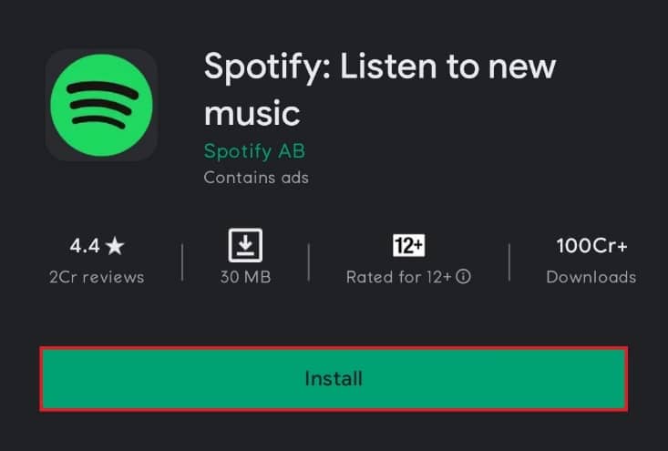 GooglePlayストアにSpotifyのインストールオプション