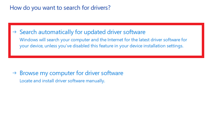 [ドライバーを自動的に検索]をクリックして、最新のドライバーを見つけてインストールします。リーグ・オブ・レジェンドの黒い画面