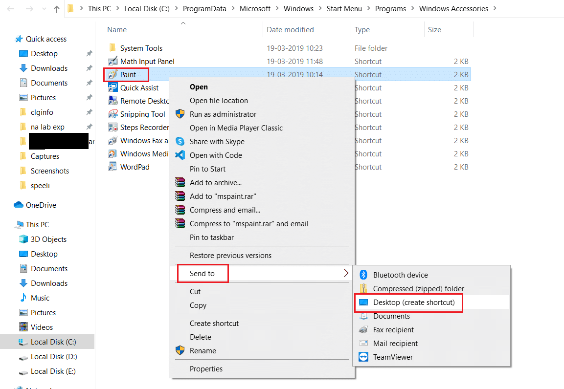 デスクトップショートカットペイントを作成する