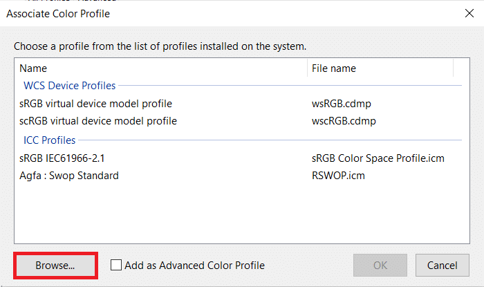 ブラウザをクリック...ボタン