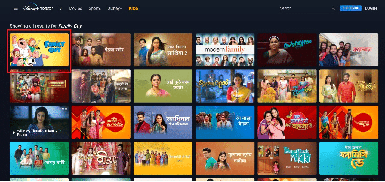 ファミリーガイのサムネイルを選択|ファミリーガイを見る場所