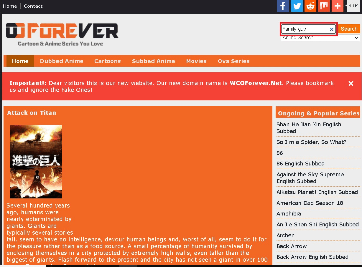 検索バーに移動|ファミリーガイを見る場所
