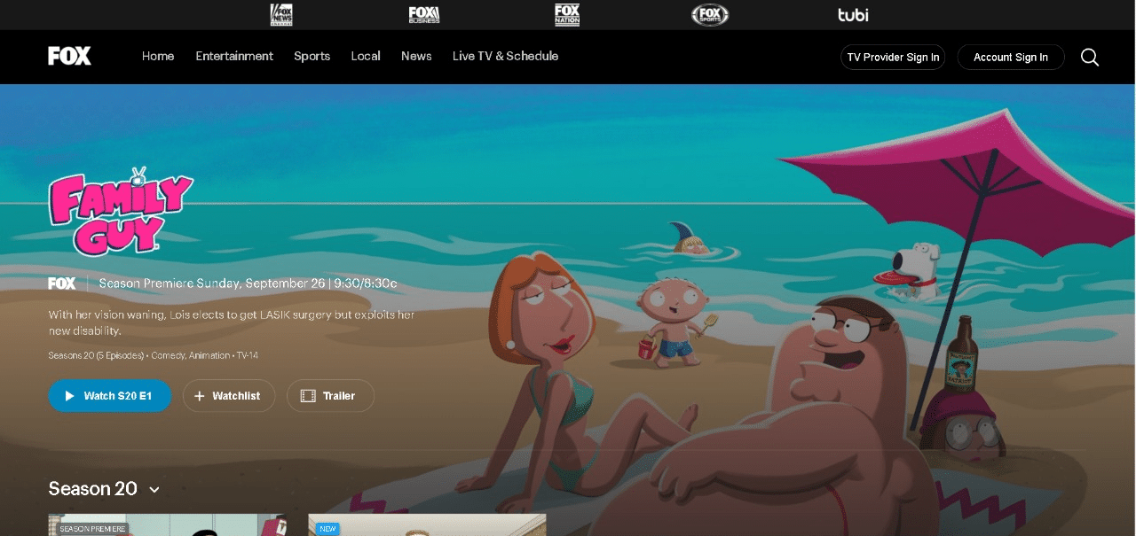 Foxプラットフォームストリーミングファミリーガイ|ファミリーガイを見る場所