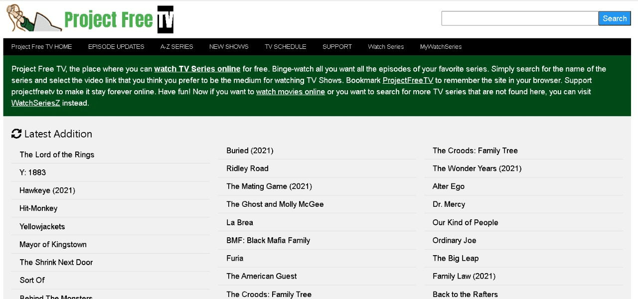 ブラウザでプロジェクトの無料テレビを開きます。