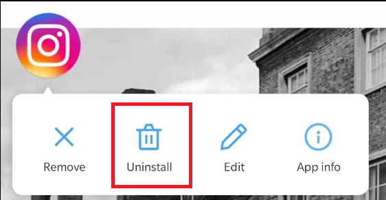 デバイスでInstagramアプリを長押しし、[アンインストール]をタップします。