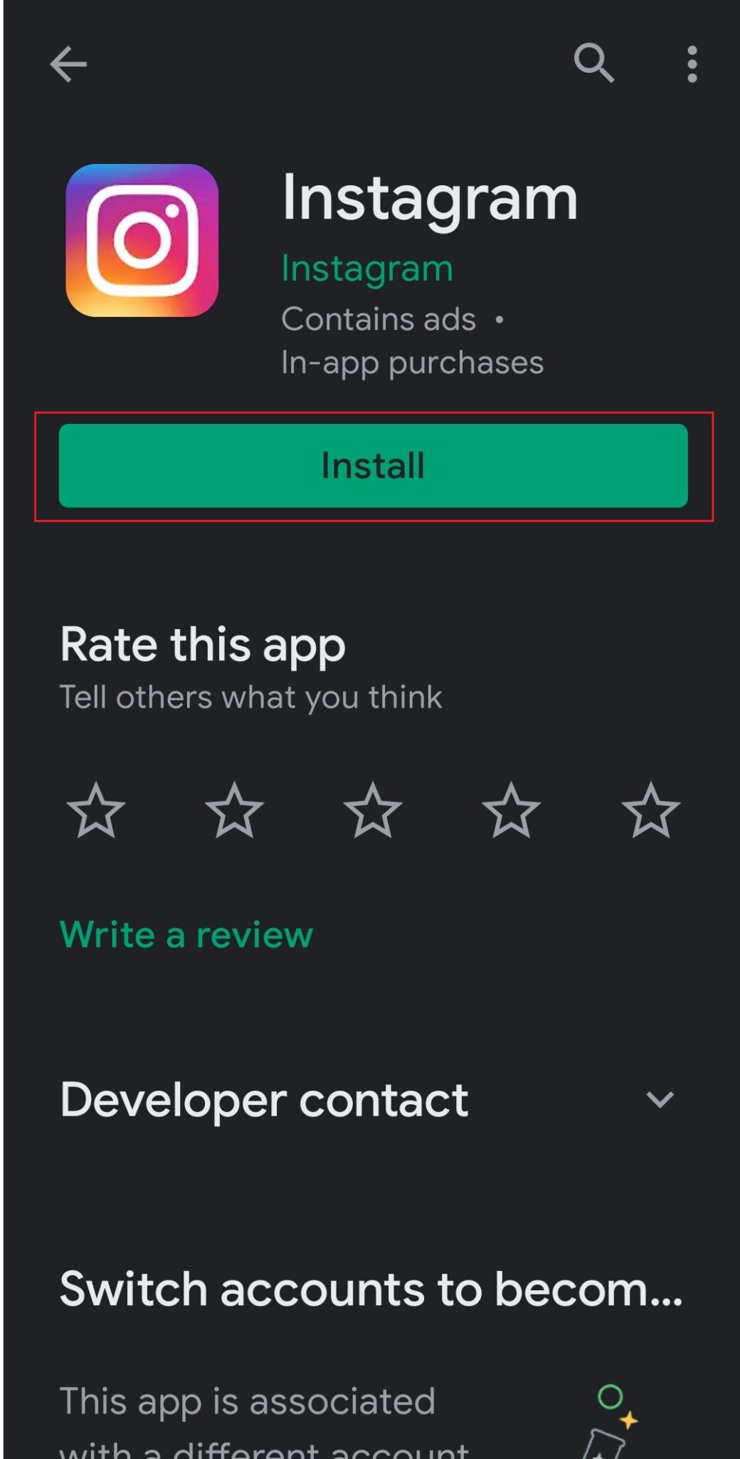 GooglePlayストアにInstagramアプリをインストールする