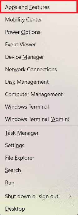 pilih opsi aplikasi dan fitur di menu Tautan Cepat