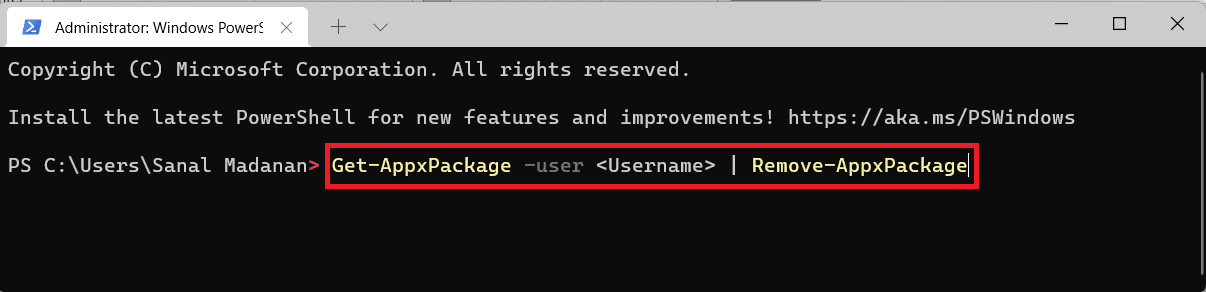perintah untuk menghapus semua aplikasi bawaan dari akun pengguna tertentu di Windows PowerShell. Cara debloat Windows 11