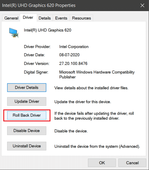 转到详细信息选项卡，然后单击驱动程序属性窗口中的回滚驱动程序。如何修复笔记本电脑屏幕上的线条