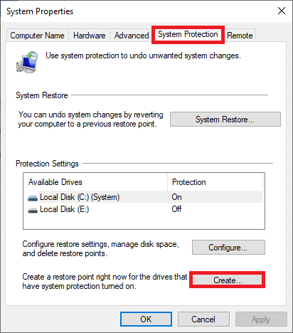 [システム保護]タブで、[作成...]ボタンをクリックします| WinZipは安全ですか