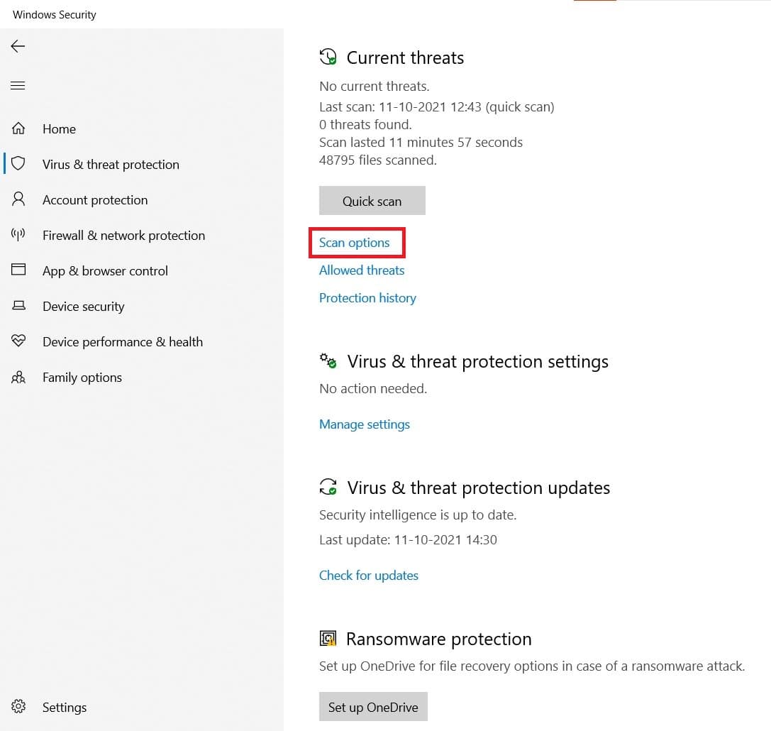 次に、[スキャンオプション]を選択します。