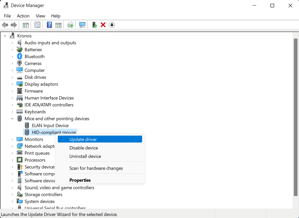 ドライバーHID準拠のマウスを更新するWin11