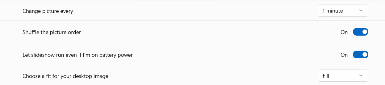 슬라이드쇼를 사용자 정의하는 옵션입니다.