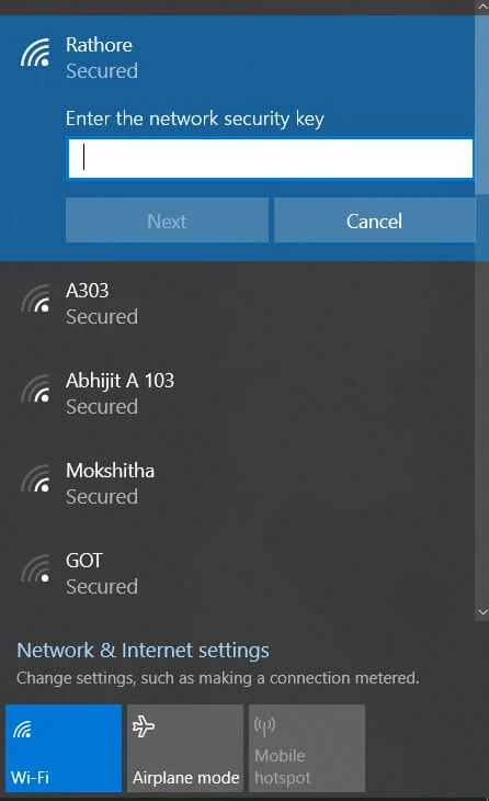 Il vous demandera le mot de passe pour vous assurer que vous avez le mot de passe sans fil avec vous | Correction de l'absence de connexion Internet après la mise à jour vers la mise à jour des créateurs de Windows 10
