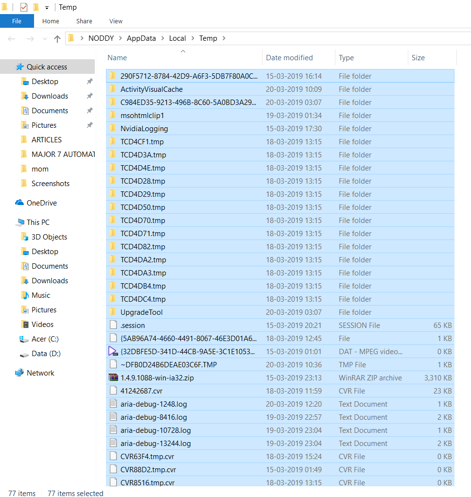 Apăsați Ctrl și A pentru a selecta toate fișierele, apoi apăsați Lshift și Del și apăsați Enter. cum să măresc viteza internetului wifi