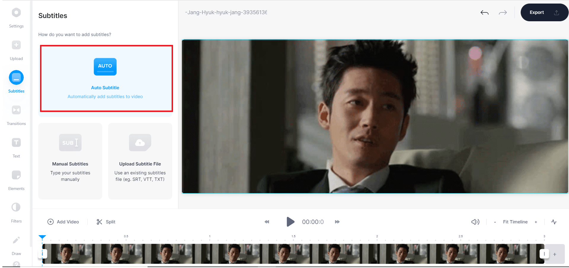 Klik opsi Teks Otomatis | Cara Menambahkan Subtitle ke Film Secara Permanen