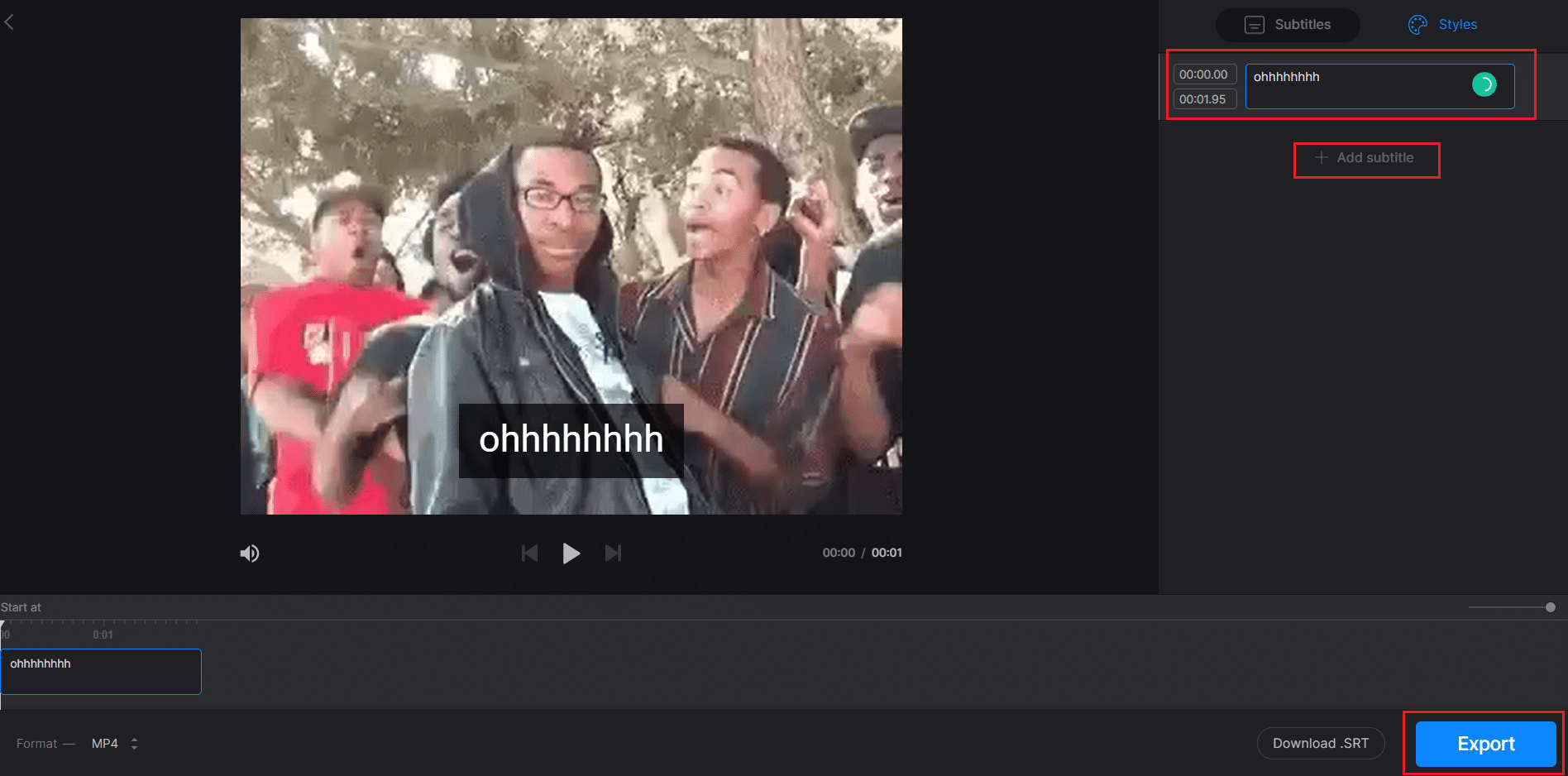 tambahkan subtitle secara manual di alat online clideo