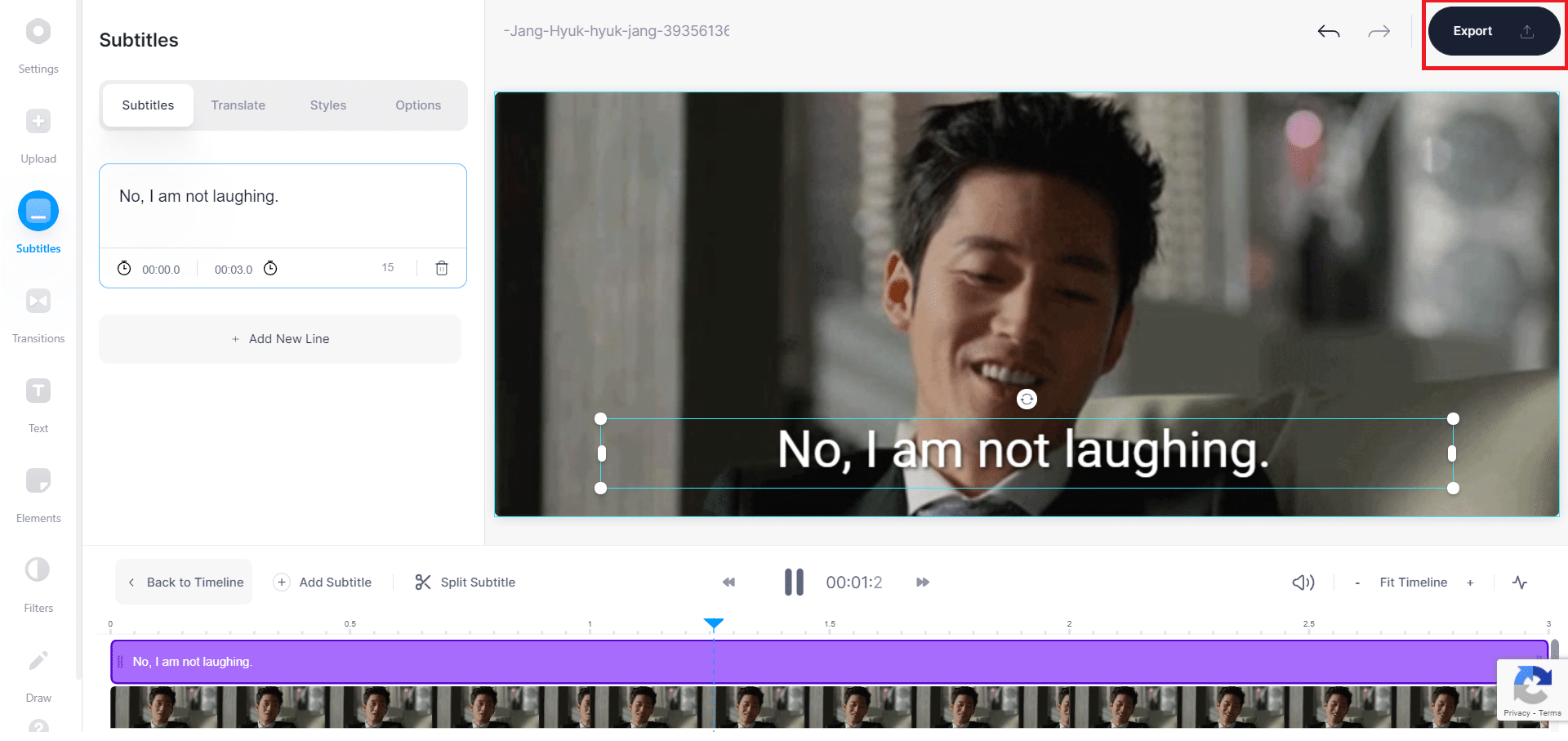 Setelah pengeditan terakhir, klik tombol Ekspor di bagian atas, seperti yang ditunjukkan.