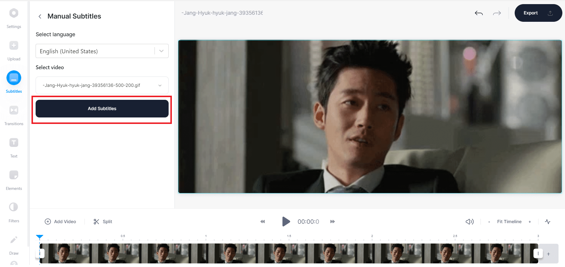 Klik tombol Add Subtitles, seperti yang ditunjukkan.