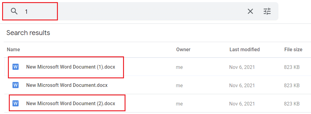 Suchen Sie in der Suchleiste von Google Drive nach den doppelten Dateien