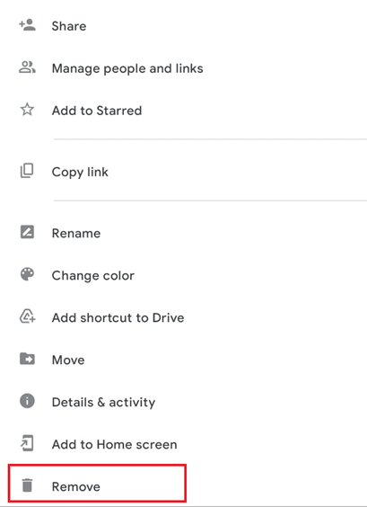 Tippen Sie auf die drei Punkte neben der Datei und tippen Sie auf Entfernen