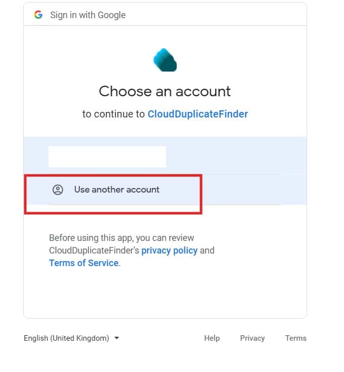 Melden Sie sich bei Cloud Duplicate Finder an