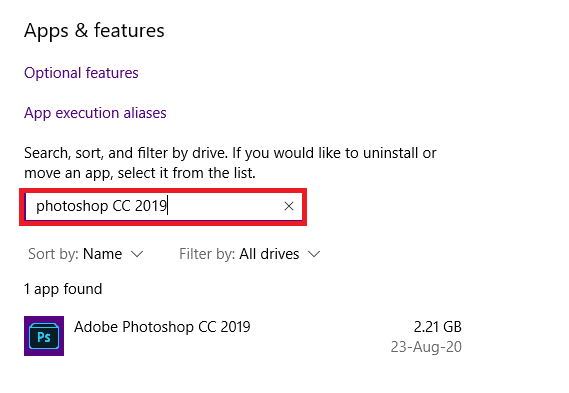 Geben Sie die inkompatible Software ein, die Sie zuletzt installiert haben, und suchen Sie sie.