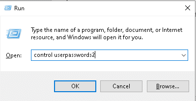 Geben Sie control userpasswords2 ein und drücken Sie die Eingabetaste, um das Fenster Benutzerkonten zu öffnen. Beheben Sie das Flackern der Windows 10-Taskleiste