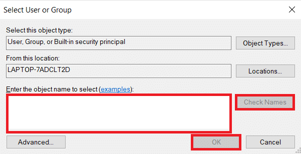 必要なユーザー名を入力します。ファイルを強制的に削除する方法Windows10