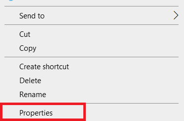 プロパティをクリックします
