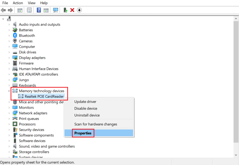 buka properti driver cardreader PCIE realtek