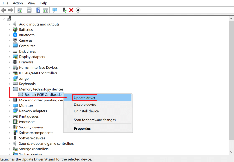 perbarui driver pembaca kartu PCIE realtek