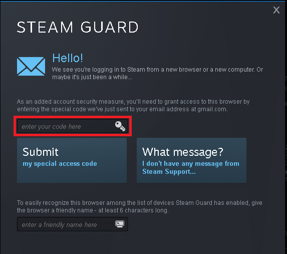 메일로 전송된 비밀번호를 입력하세요. Steam 이미지를 업로드하지 못한 문제를 해결하는 방법