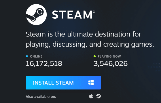 마지막으로 여기에 첨부된 링크를 클릭하여 시스템에 Steam을 설치하세요.
