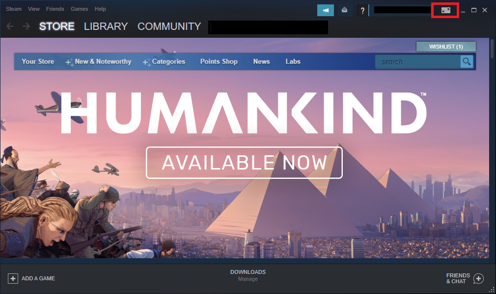 Steam 클라이언트를 시작하고 큰 그림 모드 아이콘을 클릭하십시오. Steam 이미지를 업로드하지 못한 문제를 해결하는 방법