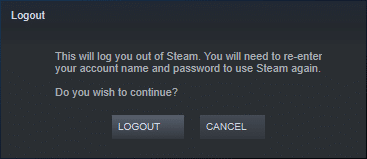 여기에서 계속하려면 LOGOUT을 클릭하십시오. Steam 이미지를 업로드하지 못한 문제를 해결하는 방법