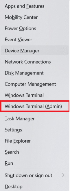 메뉴에서 Windows 터미널, 관리자를 선택합니다. Windows 11 업데이트에서 발생한 오류 문제를 해결하는 방법