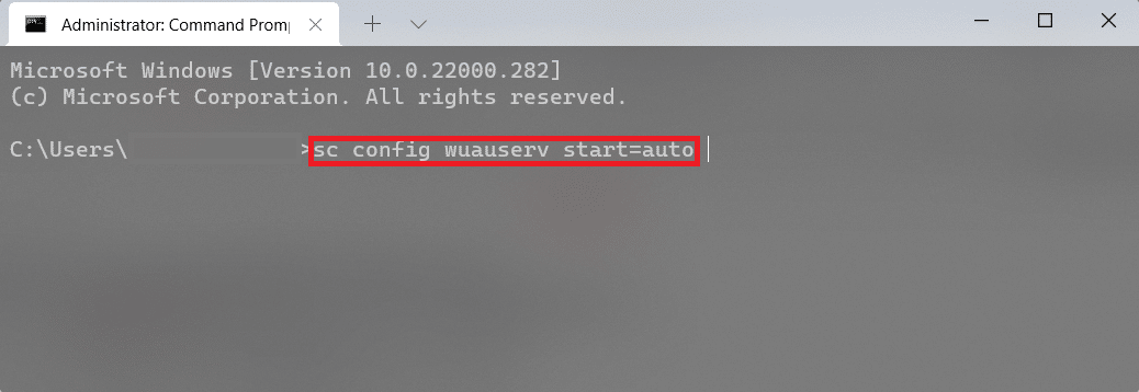 명령 프롬프트에 wuauserv autostart 명령 입력