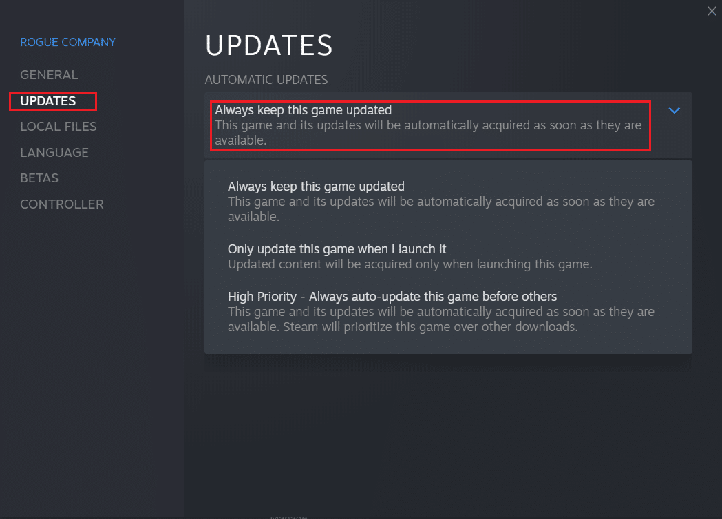 このゲームを常に最新の状態に保つSteam