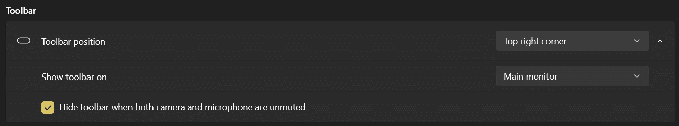 Configuração da barra de ferramentas. Como desativar a câmera e o microfone usando o atalho de teclado no Windows 11