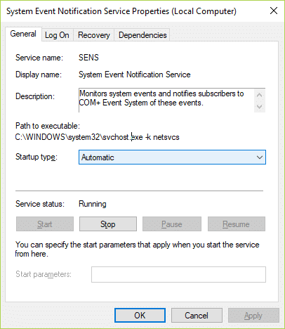 assurez-vous que le type de démarrage est défini sur Automatique pour les services de BITS