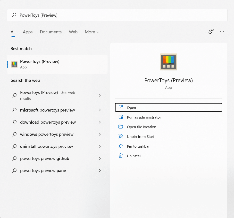 Deschideți aplicația PowerToys din meniul de pornire win11