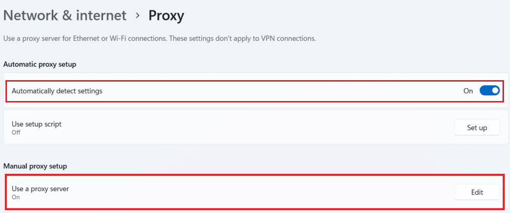 désactiver les paramètres proxy automatiques du proxy windows 11